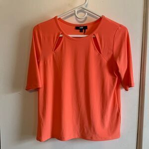 DKNY EUC orange cut out 3/4 sleeve top Size S